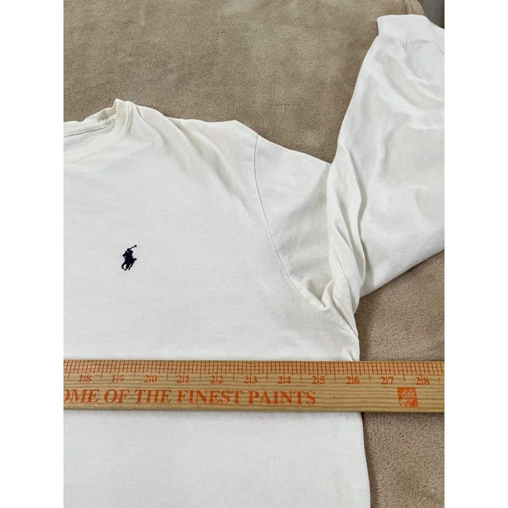 Polo Ralph Lauren T-Shirt Men's 2XL White Cotton Pony Logo Crew Neck long sleeve